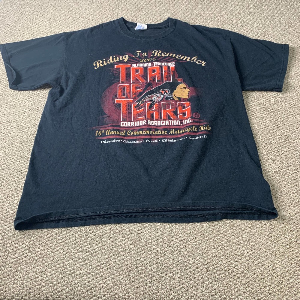 Trail‎ Of Tears Mens T-Shirt Size XL Black Gildan Riding To Remember 2016